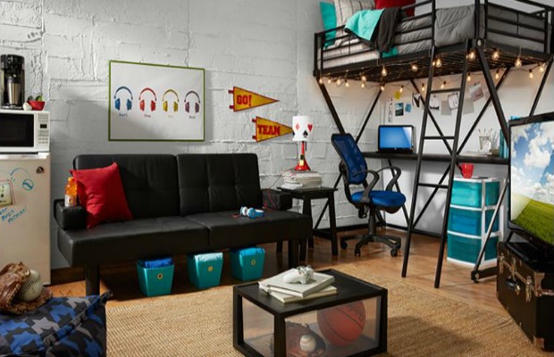 Decorating your student's dorm with additional accent items like lamps and small pieces of furniture can add a lot to the space.